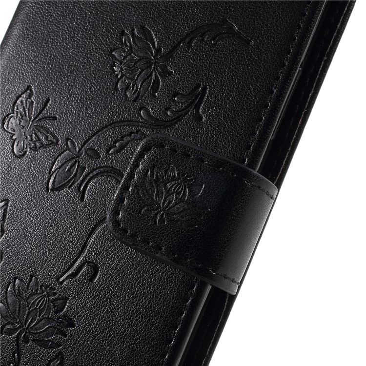 Imprint Butterfly and Flower PU Leather Card Holder Mobile Phone Shell for Sony Xperia XA2 - Black-7