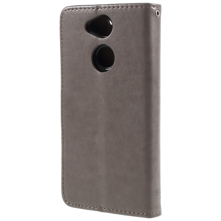 Imprint Butterfly and Flower PU Leather Card Holder Mobile Phone Case for Sony Xperia XA2 - Grey-2
