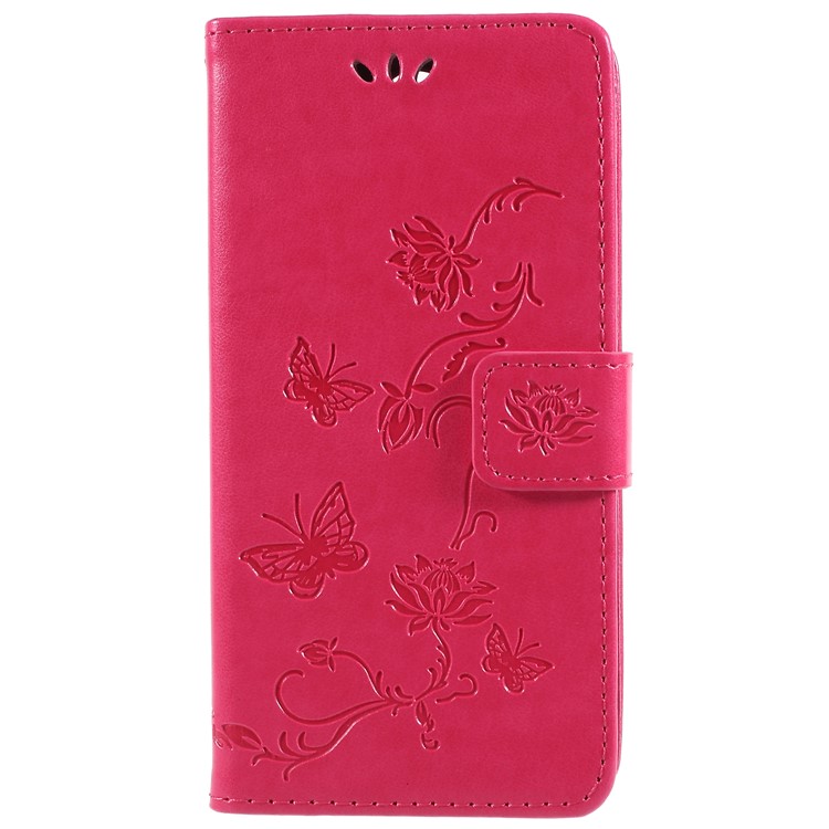 Imprint Butterfly and Flower PU Leather Card Holder Mobile Phone Cover for Sony Xperia XA2 - Rose-3