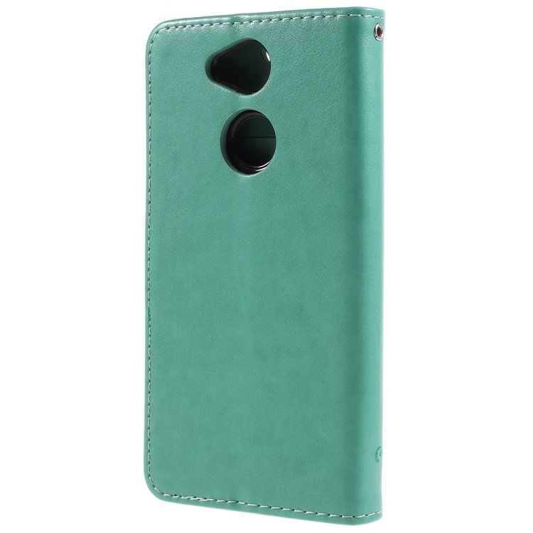 Imprint Butterfly and Flower PU Leather Card Holder Mobile Phone Casing for Sony Xperia XA2 - Green-2