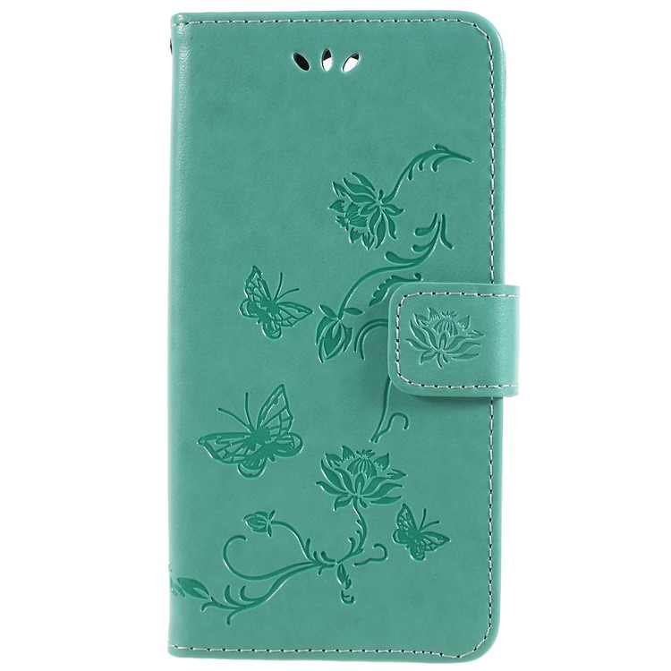 Imprint Butterfly and Flower PU Leather Card Holder Mobile Phone Casing for Sony Xperia XA2 - Green-3