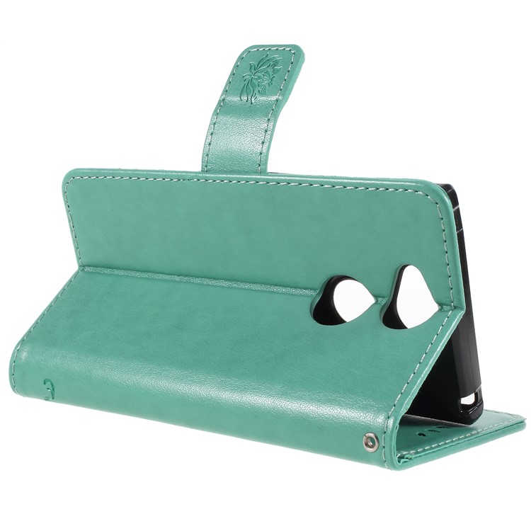 Imprint Butterfly and Flower PU Leather Card Holder Mobile Phone Casing for Sony Xperia XA2 - Green-5