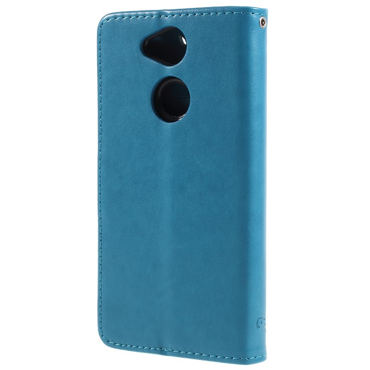Imprint Butterfly and Flower PU Leather Card Holder Phone Accessory Shell for Sony Xperia XA2 - Blue-2