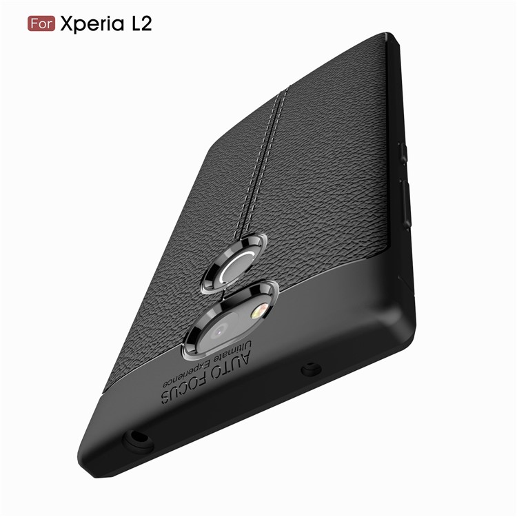 Litchi Grain Soft TPU Back Cover for Sony Xperia L2 - Black-10