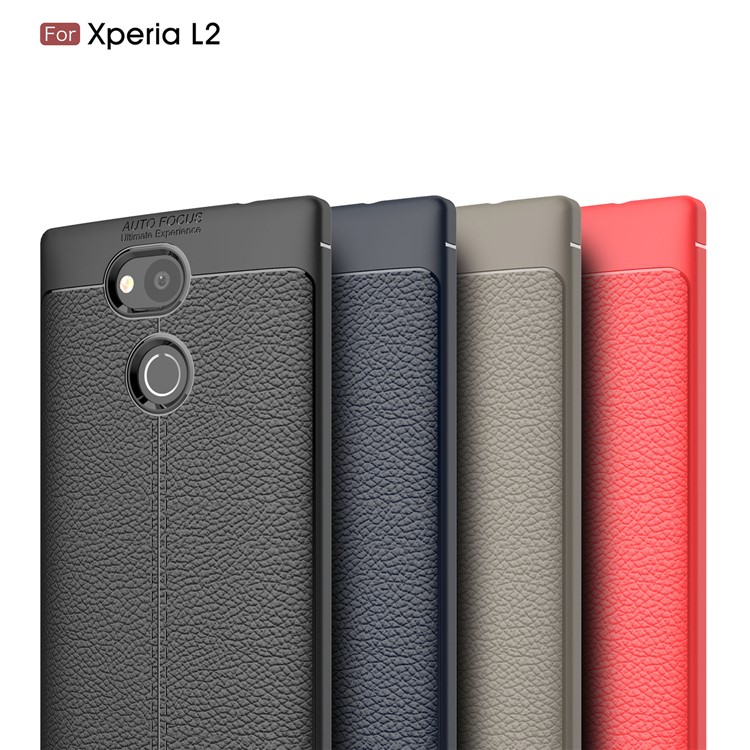 Litchi Grain Soft TPU Back Cover for Sony Xperia L2 - Black-13