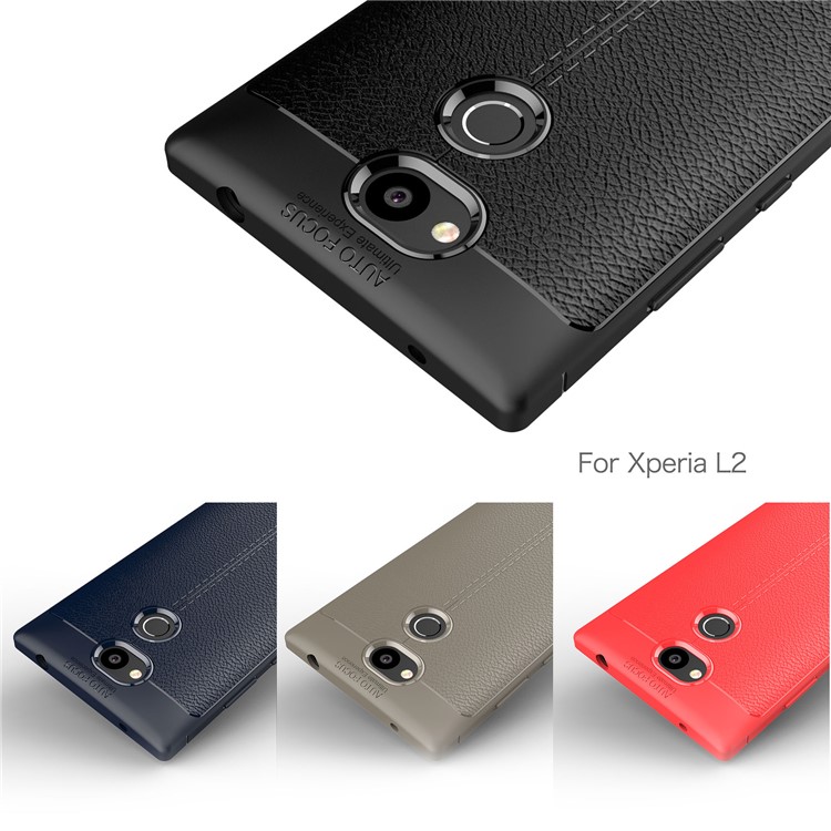 Litchi Grain Soft TPU Back Cover for Sony Xperia L2 - Black-14