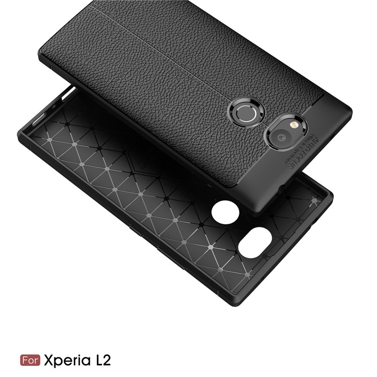 Litchi Grain Soft TPU Back Cover for Sony Xperia L2 - Black-2