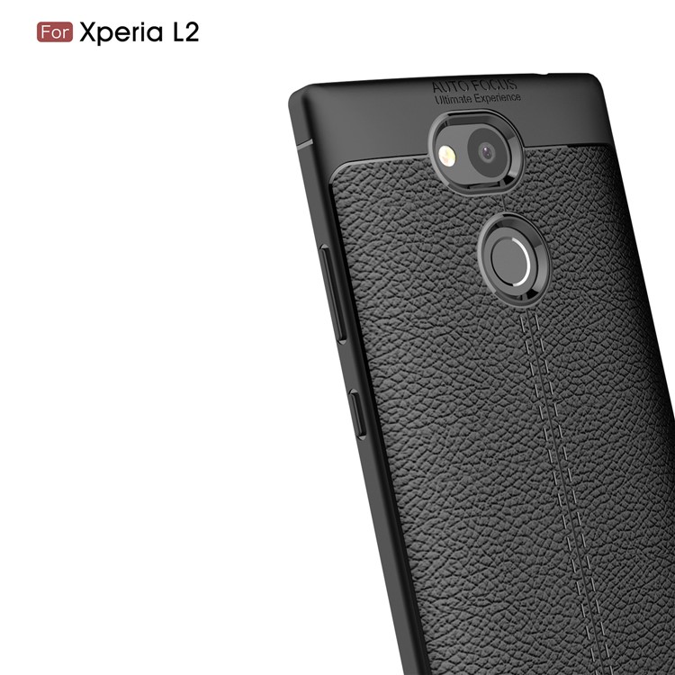 Litchi Grain Soft TPU Back Cover for Sony Xperia L2 - Black-3