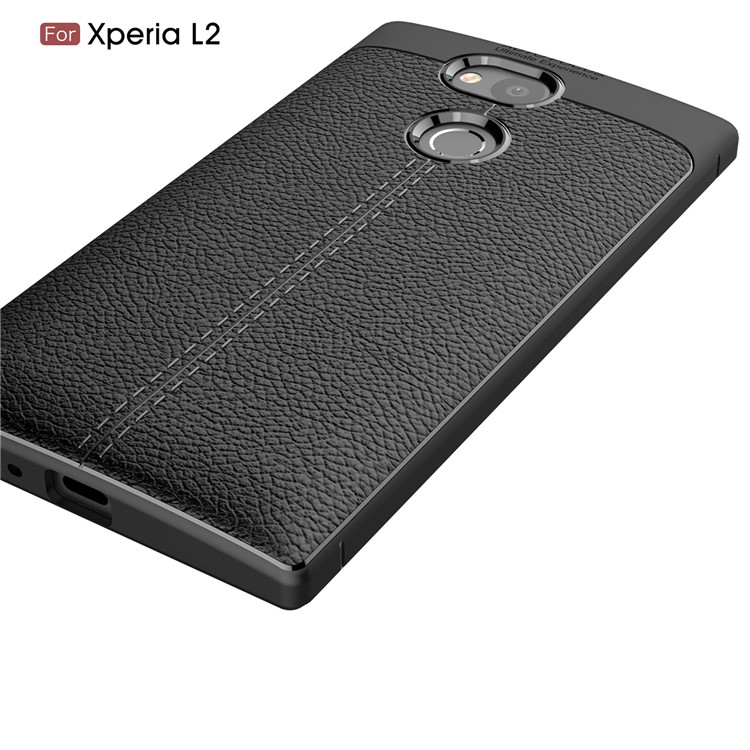 Litchi Grain Soft TPU Back Cover for Sony Xperia L2 - Black-4