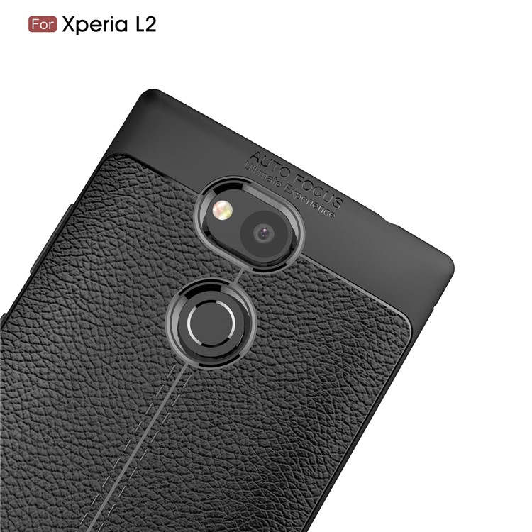 Litchi Grain Soft TPU Back Cover for Sony Xperia L2 - Black-5