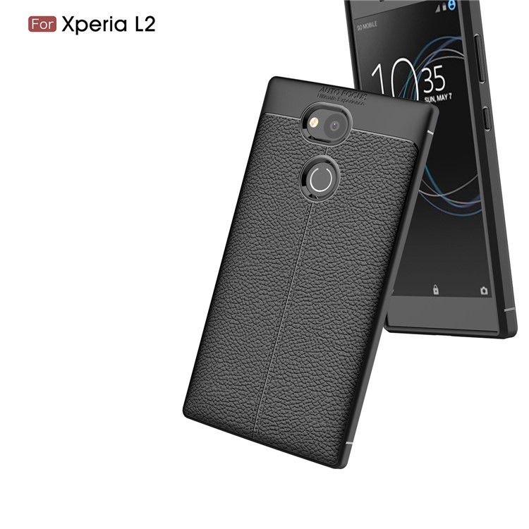 Litchi Grain Soft TPU Back Cover for Sony Xperia L2 - Black-6