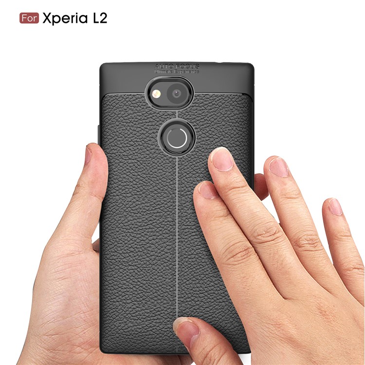 Litchi Grain Soft TPU Back Cover for Sony Xperia L2 - Black-7