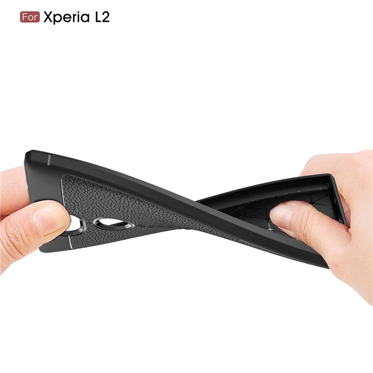 Litchi Grain Soft TPU Back Cover for Sony Xperia L2 - Black-8