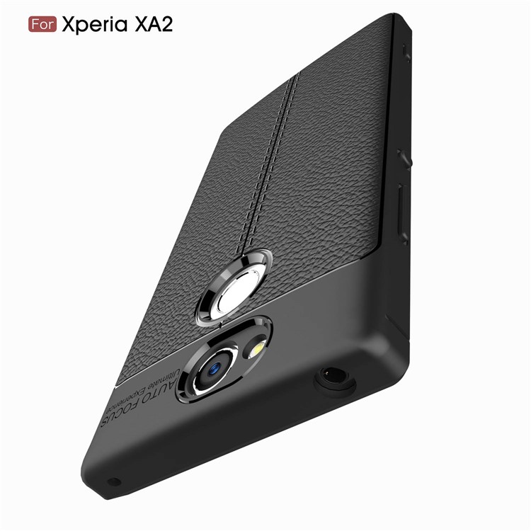 Litchi Grain Soft TPU Back Cover for Sony Xperia XA2 - Black-10