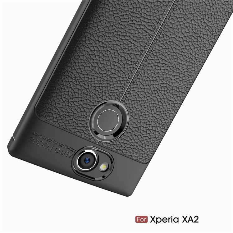 Litchi Grain Soft TPU Back Cover for Sony Xperia XA2 - Black-11