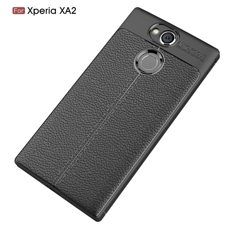 Litchi Grain Soft TPU Back Cover for Sony Xperia XA2 - Black-12