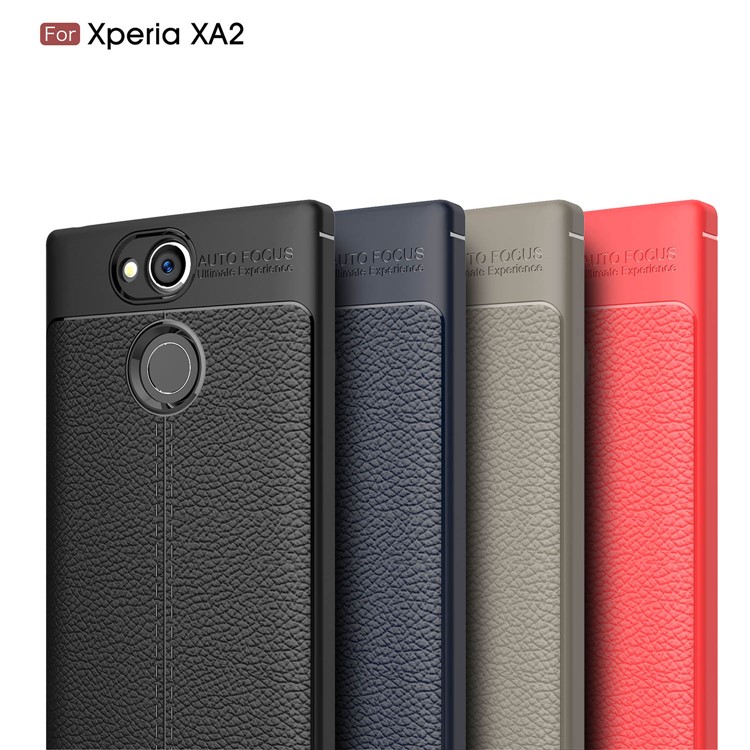 Litchi Grain Soft TPU Back Cover for Sony Xperia XA2 - Black-13