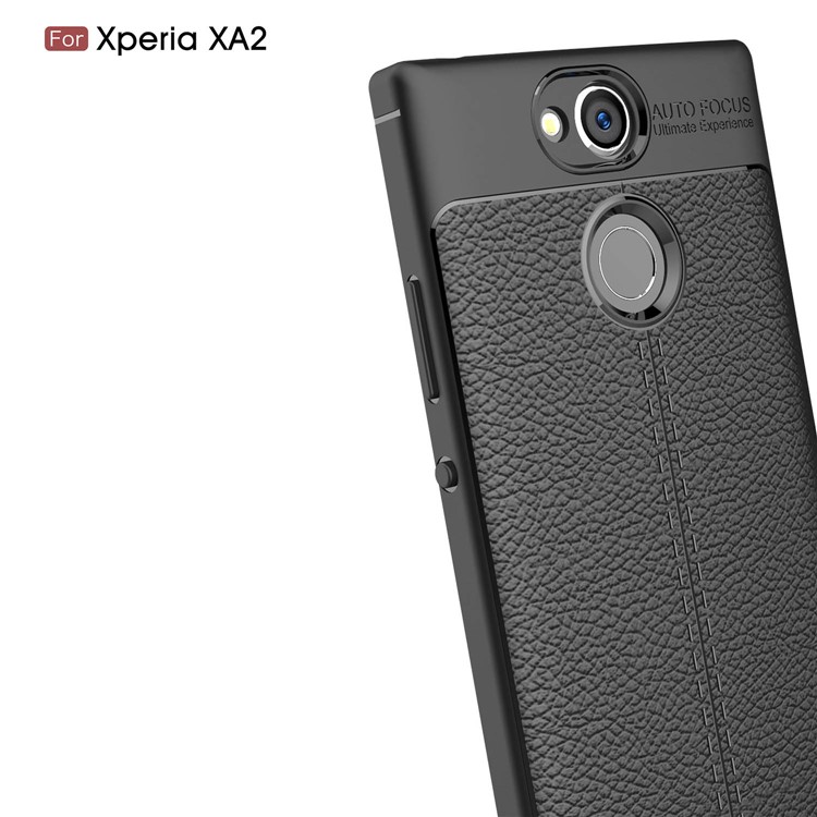 Litchi Grain Soft TPU Back Cover for Sony Xperia XA2 - Black-3