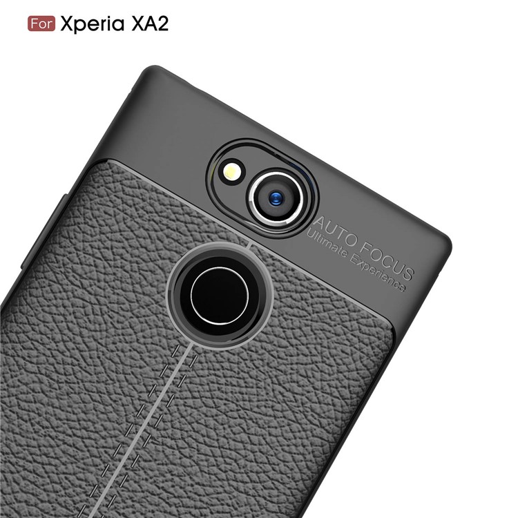 Litchi Grain Soft TPU Back Cover for Sony Xperia XA2 - Black-5