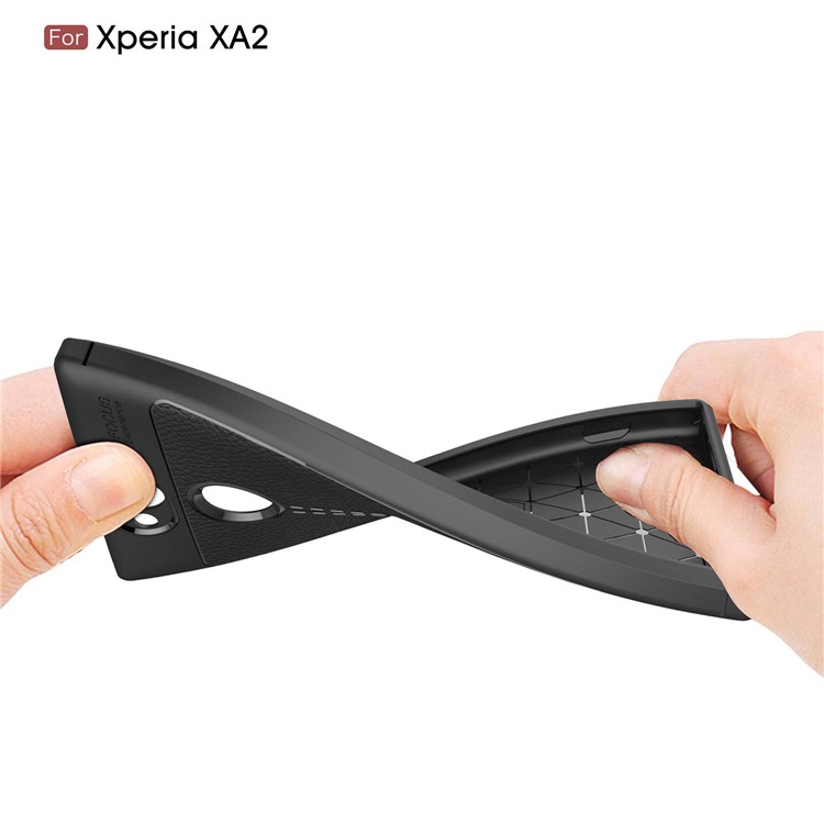 Litchi Grain Soft TPU Back Cover for Sony Xperia XA2 - Black-8