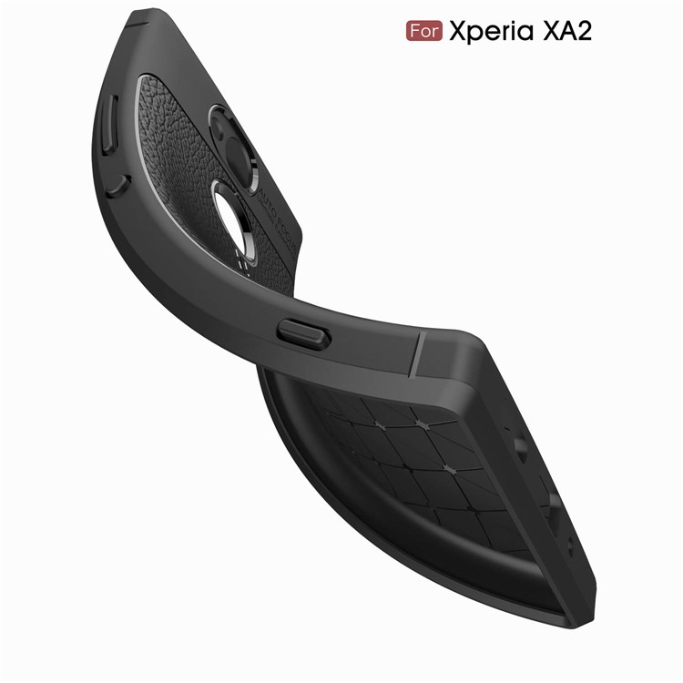 Litchi Grain Soft TPU Back Cover for Sony Xperia XA2 - Black-9