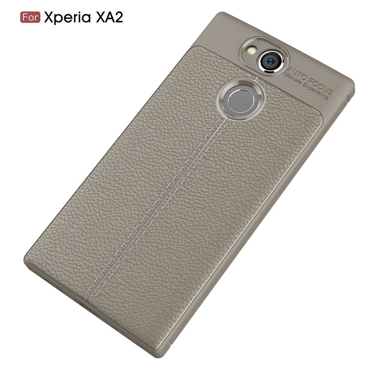 Litchi Grain Soft TPU Back Case for Sony Xperia XA2 - Grey-2