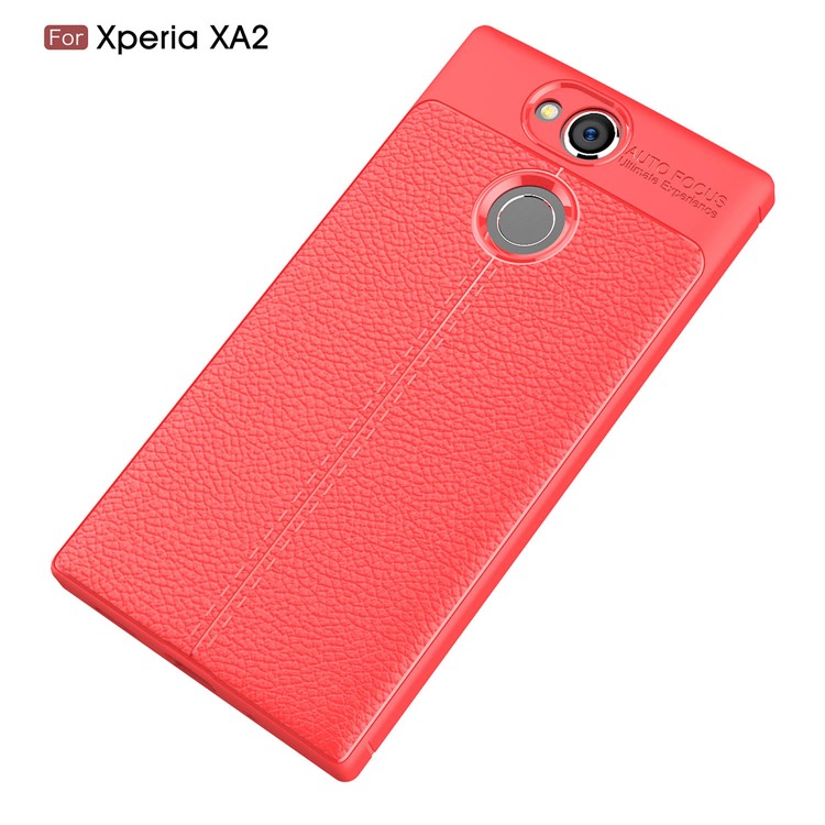 Litchi Grain Soft TPU Back Casing for Sony Xperia XA2 - Red-2