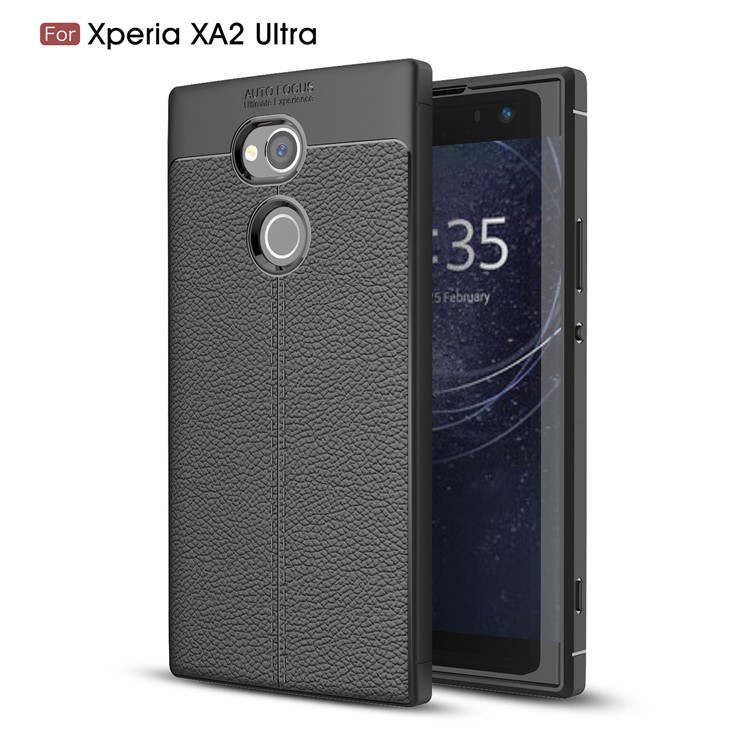 Litchi Grain Soft TPU Back Cover for Sony Xperia XA Ultra - Black-1