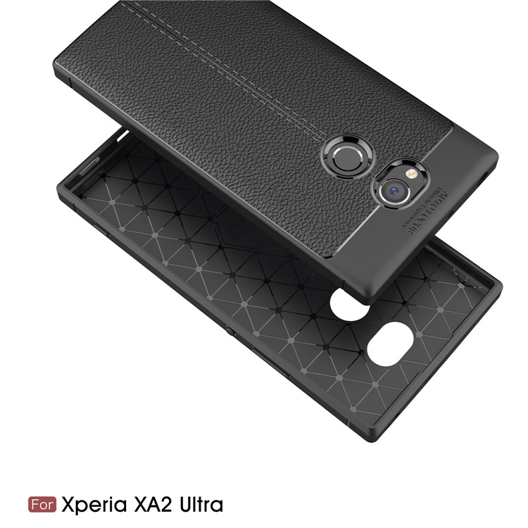 Litchi Grain Soft TPU Back Cover for Sony Xperia XA Ultra - Black-2