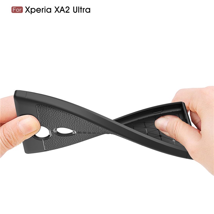 Litchi Grain Soft TPU Back Cover for Sony Xperia XA Ultra - Black-8