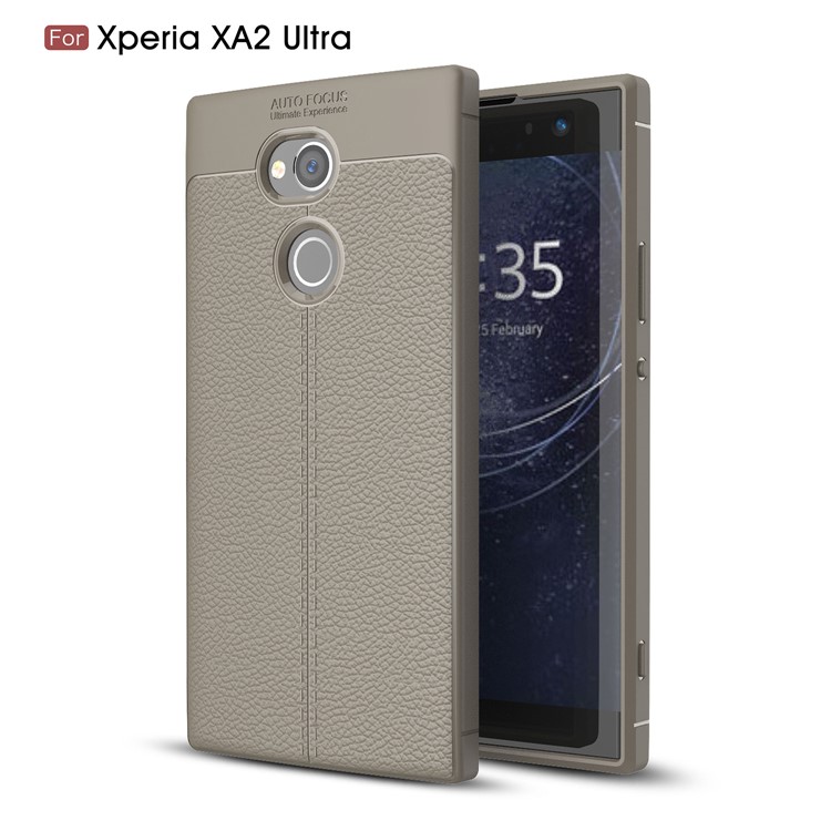 Litchi Grain Soft TPU Back Case for Sony Xperia XA2 Ultra - Grey-1