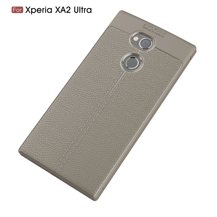 Litchi Grain Soft TPU Back Case for Sony Xperia XA2 Ultra - Grey-2