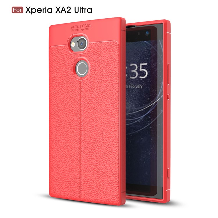 Litchi Grain Soft TPU Back Casing for Sony Xperia XA2 Ultra - Red-1