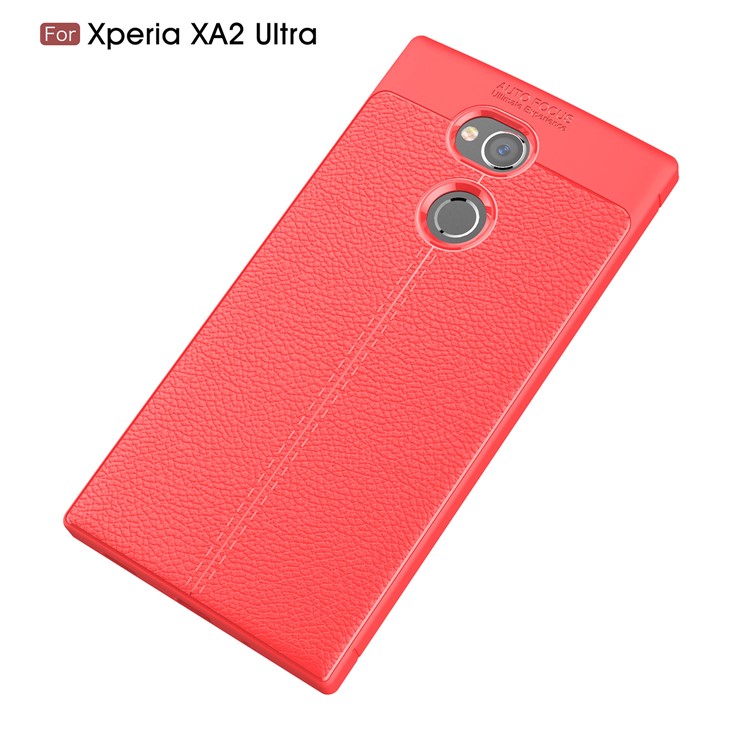 Litchi Grain Soft TPU Back Casing for Sony Xperia XA2 Ultra - Red-2