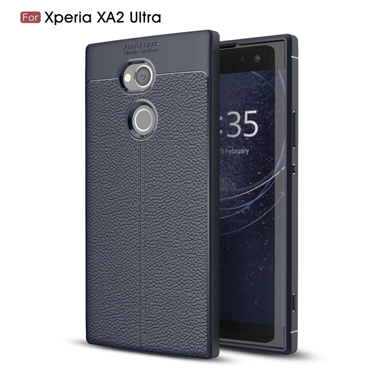 Litchi Grain Soft TPU Back Mobile Phone Cover for Sony Xperia XA2 Ultra - Dark Blue-1