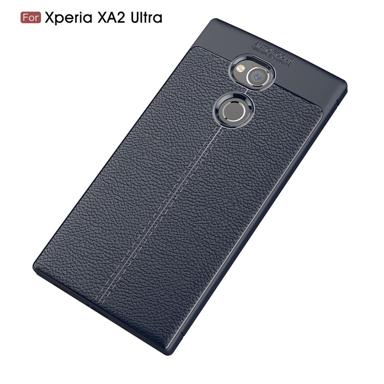 Litchi Grain Soft TPU Back Mobile Phone Cover for Sony Xperia XA2 Ultra - Dark Blue-2