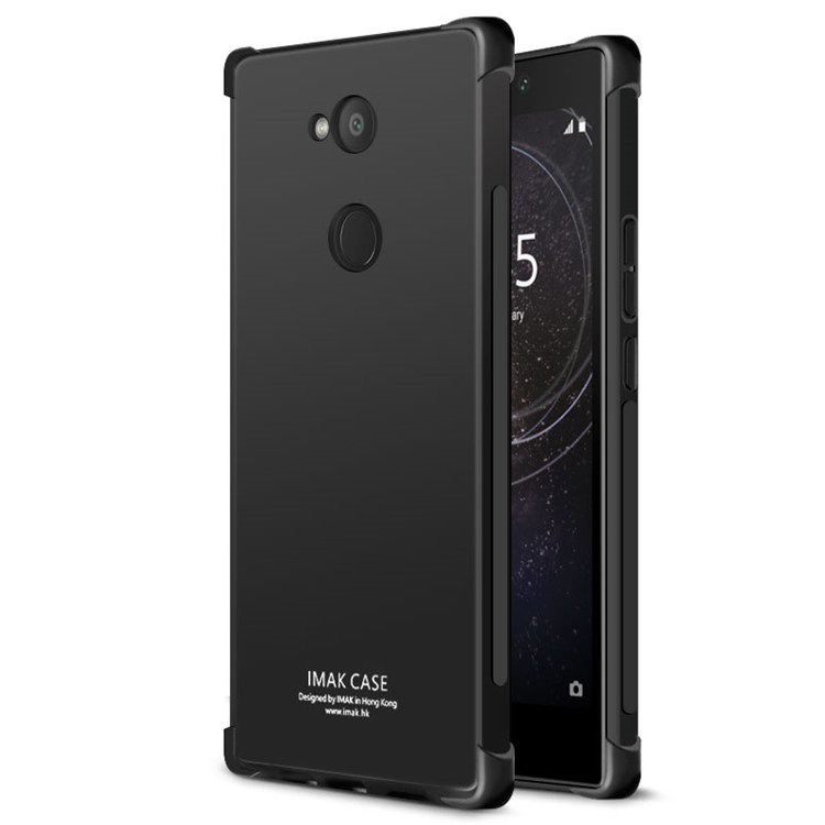 IMAK Skin Feel Airbag Shockproof TPU Case + Screen Protector Film for Sony Xperia L2 - Metal Black-1