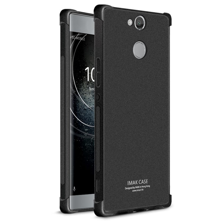 IMAK Sandy Feel Airbag Shockproof TPU Case + Screen Protector Film for Sony Xperia XA2 - Matte Black-1
