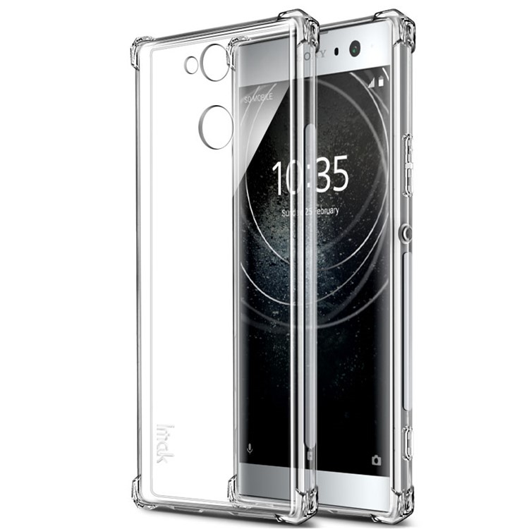 IMAK Smooth Feel Anti-drop Soft TPU Back Shell + Screen Protector Film for Sony Xperia XA2 - Transparent-1