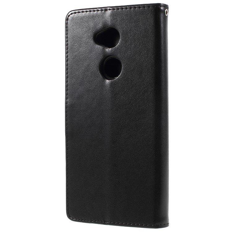 Imprint Butterfly and Flower Leather Wallet Shell with Stand for Sony Xperia XA2 Ultra - Black-3