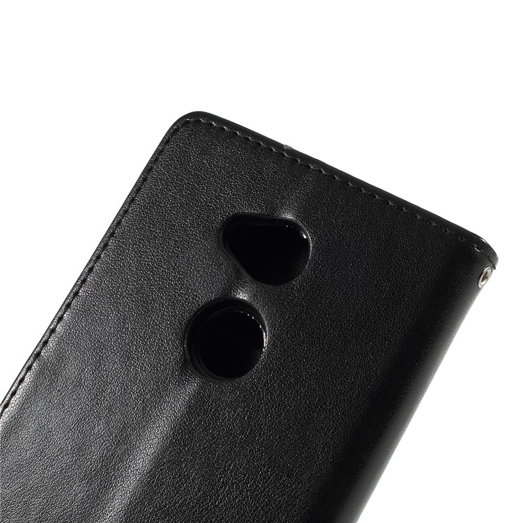 Imprint Butterfly and Flower Leather Wallet Shell with Stand for Sony Xperia XA2 Ultra - Black-6