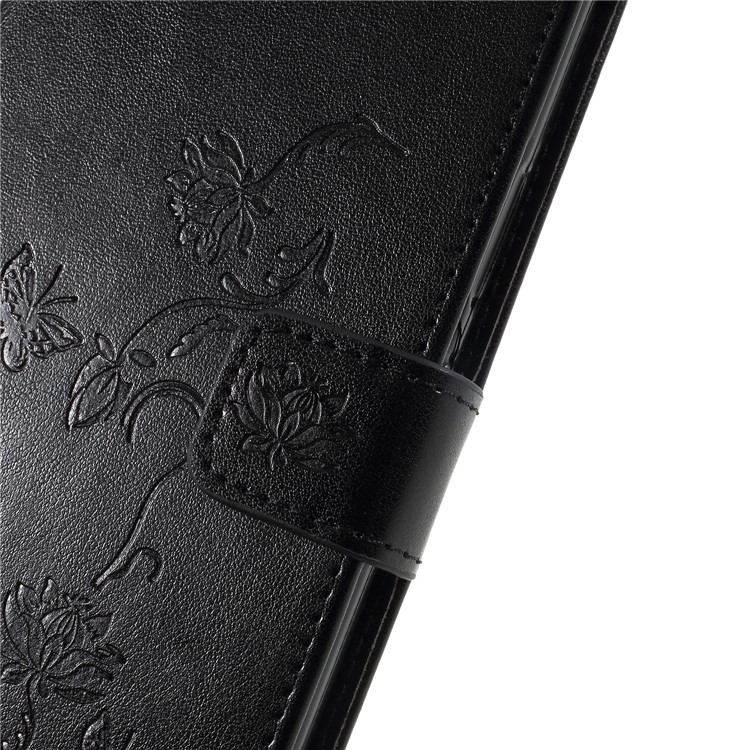 Imprint Butterfly and Flower Leather Wallet Shell with Stand for Sony Xperia XA2 Ultra - Black-7