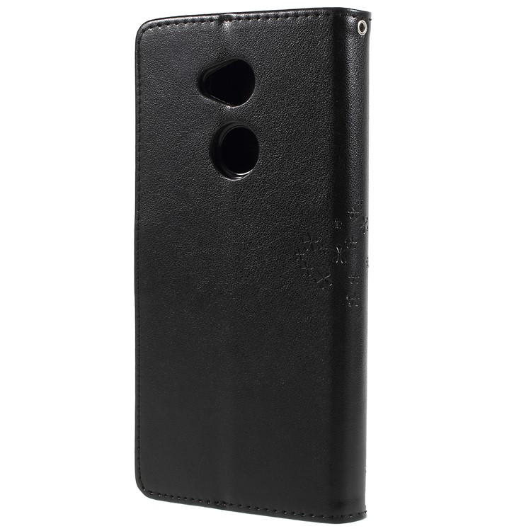 Imprint Tree Owl Magnetic Wallet PU Leather Shell with Stand for Sony Xperia XA2 Ultra - Black-3