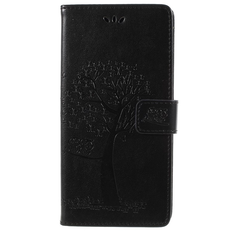 Imprint Tree Owl Magnetic Wallet PU Leather Shell with Stand for Sony Xperia XA2 Ultra - Black-4