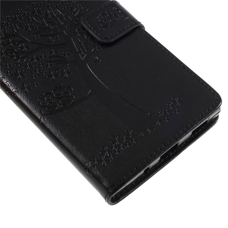 Imprint Tree Owl Magnetic Wallet PU Leather Shell with Stand for Sony Xperia XA2 Ultra - Black-5