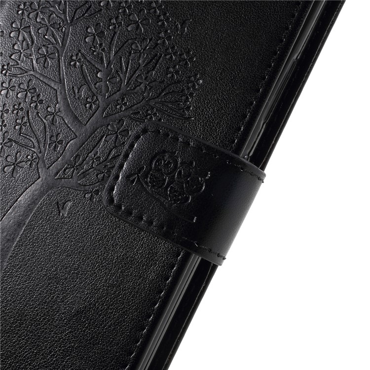 Imprint Tree Owl Magnetic Wallet PU Leather Shell with Stand for Sony Xperia XA2 Ultra - Black-7