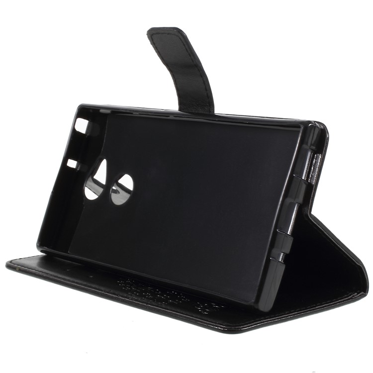 Imprint Tree Owl Magnetic Wallet PU Leather Shell with Stand for Sony Xperia XA2 Ultra - Black-8