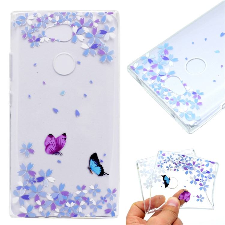 Pattern Printing Soft TPU Protection Mobile Shell for Sony Xperia L2 - Two Butterflies-1