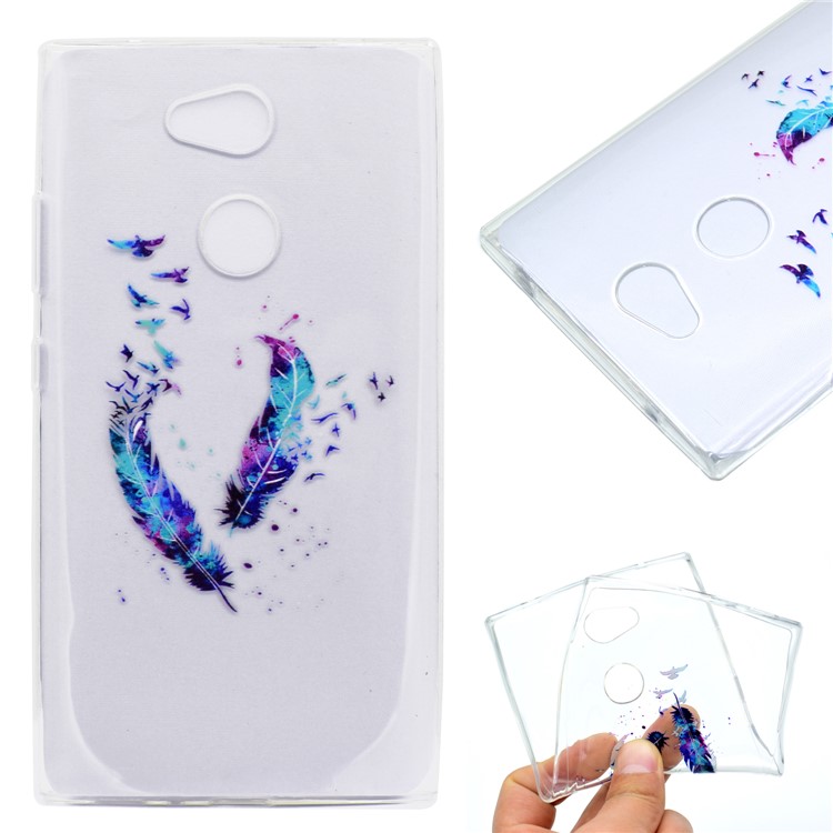 Pattern Printing Soft TPU Cell Phone Cover Case for Sony Xperia L2 - Feathers-1