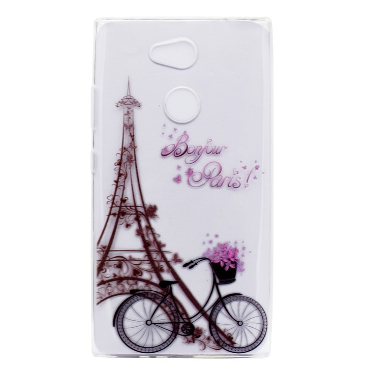 Pattern Printing Soft TPU Back Shell for Sony Xperia L2 - Eiffel Tower and Bicycle-2